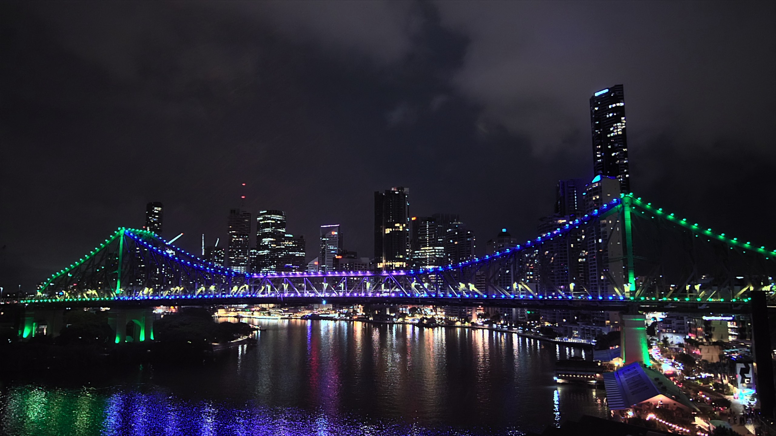 Brisbane skyline and the Story Bridge at night, Queensland Australia